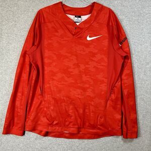 NIKE Baseball Red Wind Tech Long Sleeve Pullover Train Jacket Men's Medium M